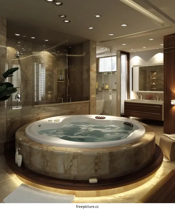 Luxury bathroom interior with jacuzzi
