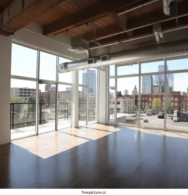 Modern Apartment Interior with Floor-to-Ceiling Windows