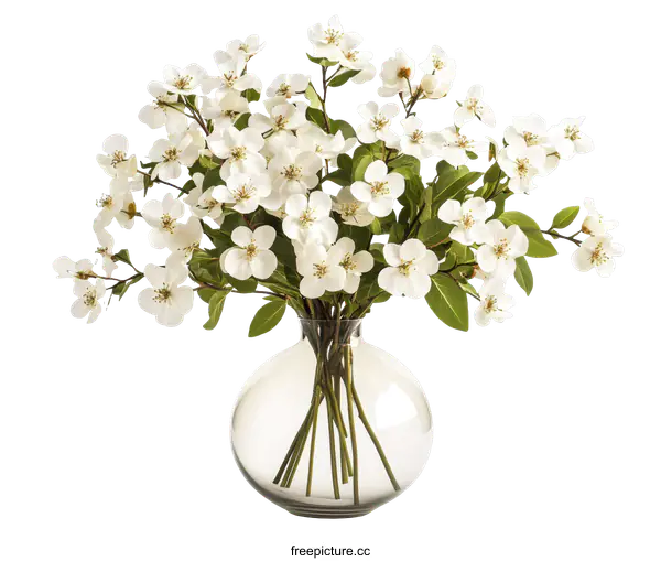 [Transparent Background PNG]White Flowers in Vase Floral Arrangement