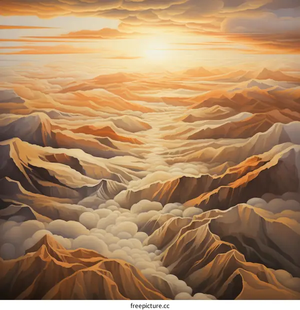 Aerial View of a Majestic Mountain Range