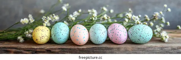 Colorful Easter Eggs Decorated with Flowers