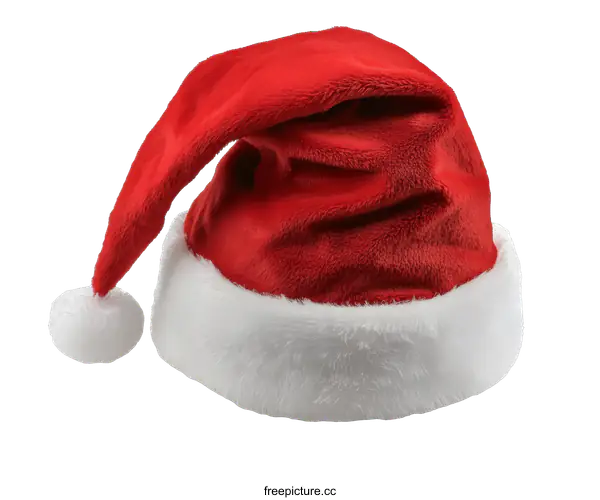 [Transparent Background PNG]Red Christmas Santa Hat with White Fur Trim