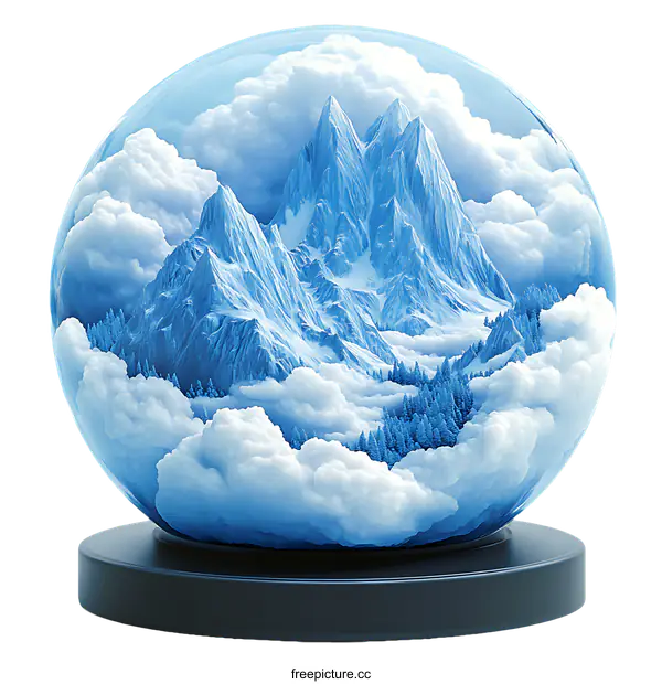 [Transparent Background PNG]Winter Mountain Scene in a Glass Orb