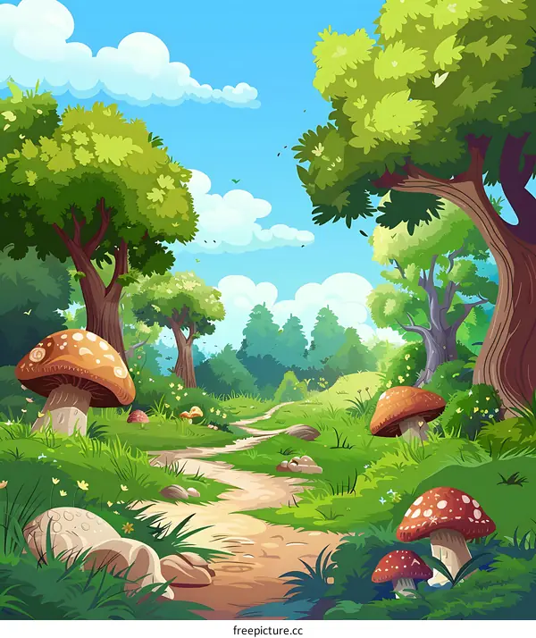 Path Through the Forest Illustration