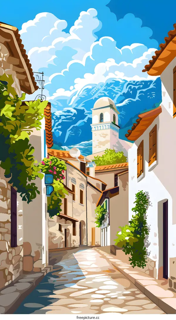 Stone Street in an Italian Village