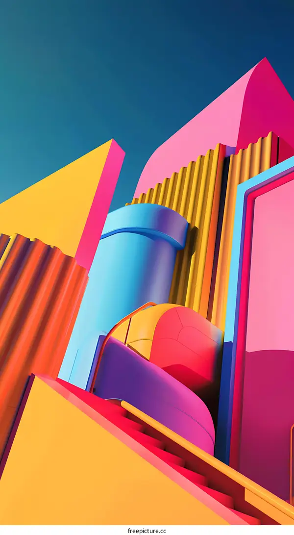 Abstract Colorful Geometric Shapes 3D Illustration