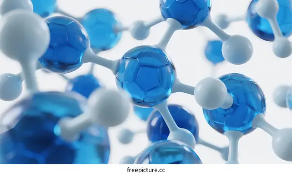 Blue Molecular Structure Representation of Chemical Compound