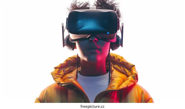 A Young Man Wearing a VR Headset