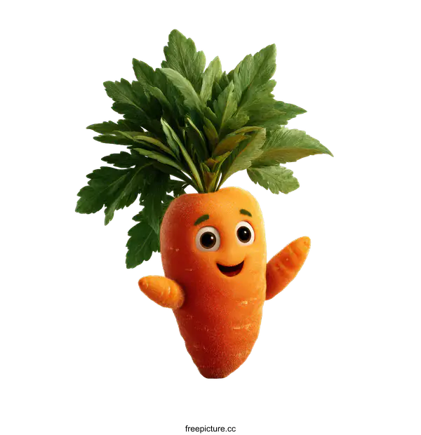 [Transparent Background PNG]Cheerful Carrot Illustration with Smiling Face