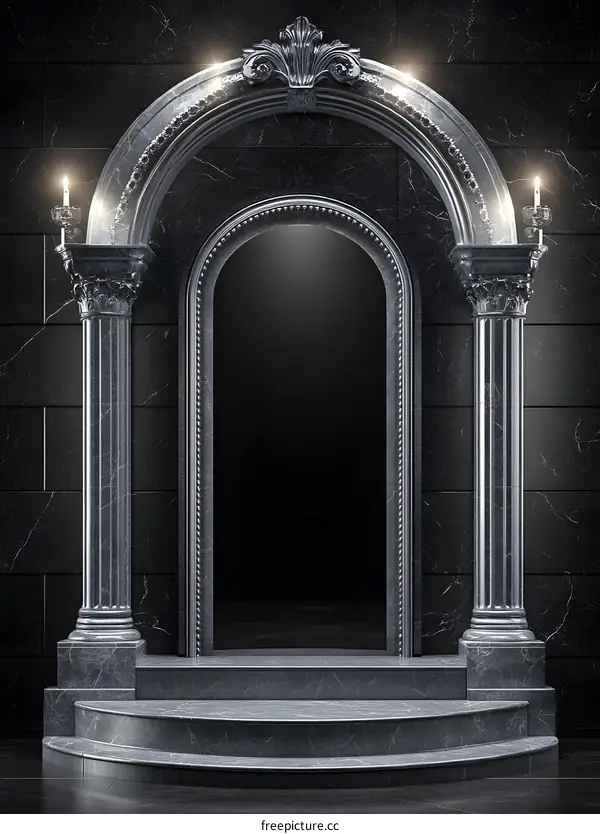 Black Marble Archway With Candles