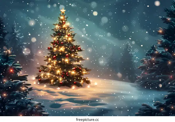 Christmas tree in the snow