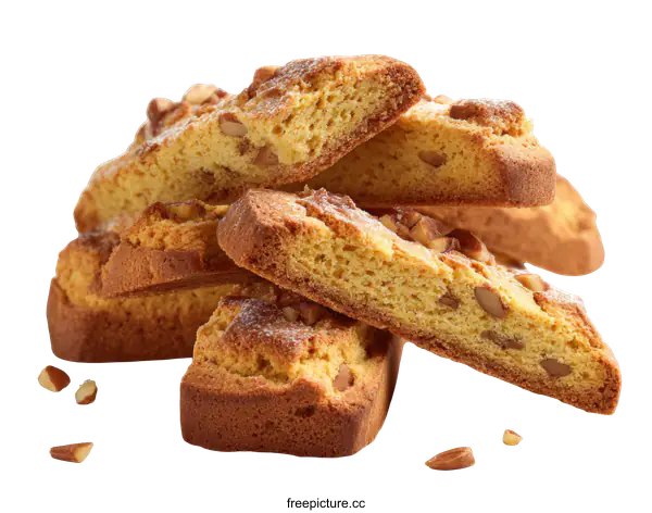 [Transparent Background PNG]Almond Biscotti Stacked Close-up