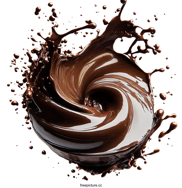 [Transparent Background PNG]Chocolate Splash Art  Abstract Liquid Chocolate Design