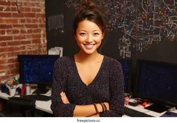 Asian Woman in Modern Office Setting