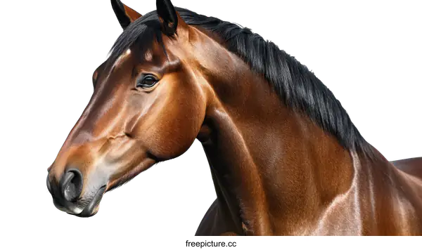 [Transparent Background PNG]Close-up Portrait of a Brown Horse Head