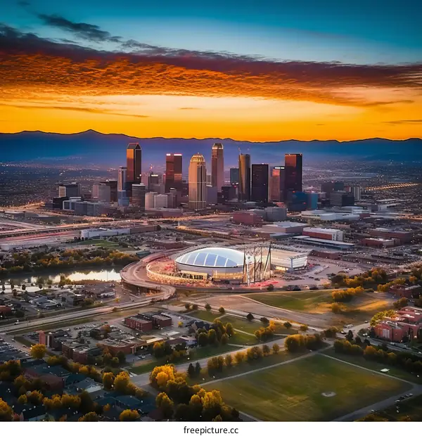 Aerial Photo of Pepsi Center in Downtown Denver, Colorado