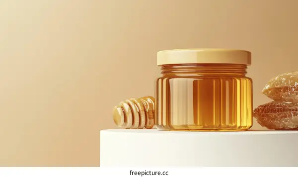 Honey Jar and Honeycomb Still Life