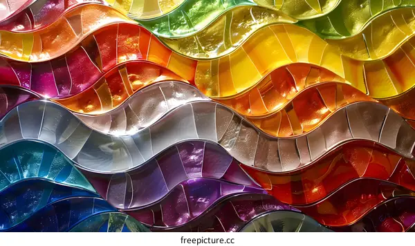 Colorful wavy glass wall tiles