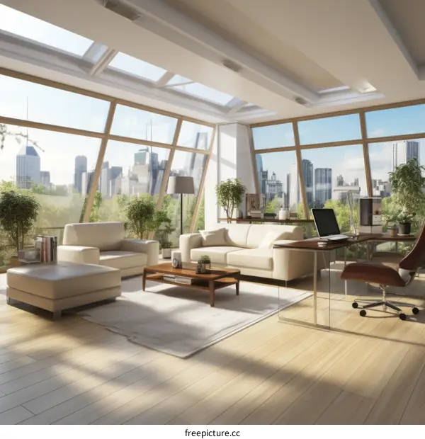 Modern Office Interior Design With City View