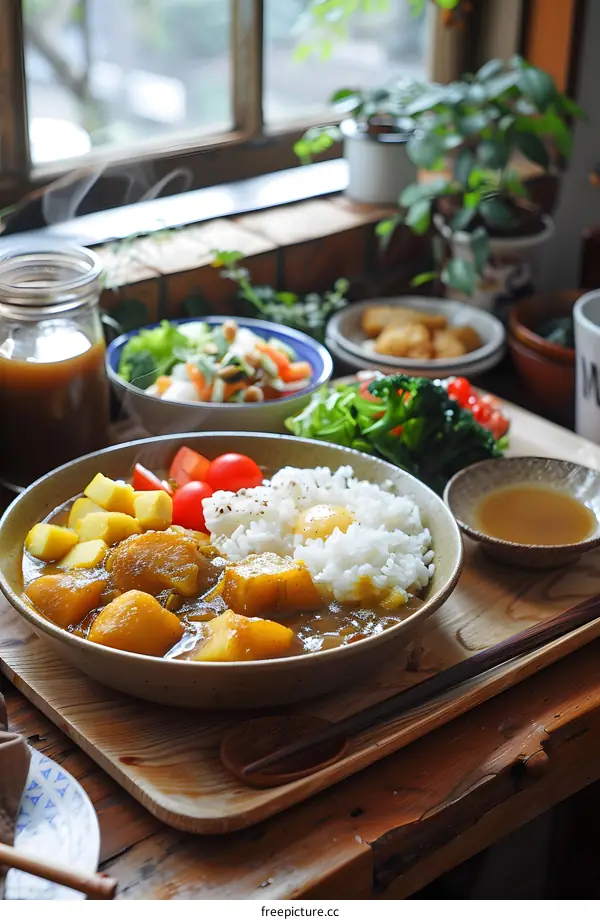 Delicious Japanese Curry Rice Set Meal