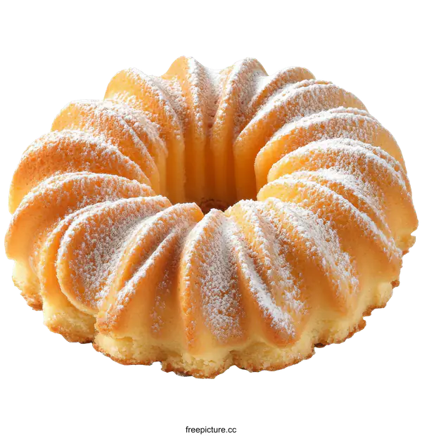 [Transparent Background PNG]Delicious ring cake with powdered sugar