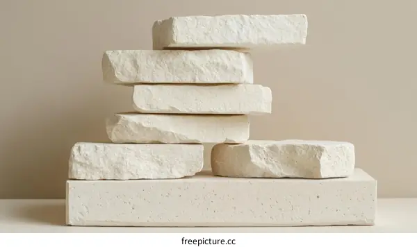 Stacked White Stones Minimalist Display