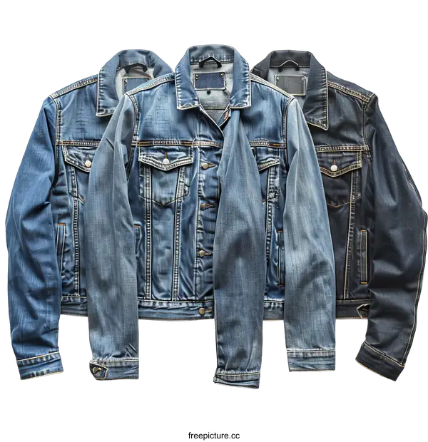 [Transparent Background PNG]Three Denim Jackets on transparent background