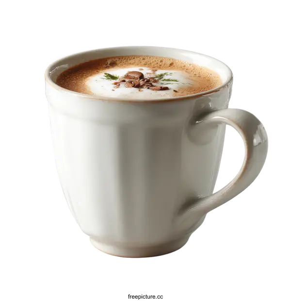 [Transparent Background PNG]Elegant White Coffee Mug with Latte Art
