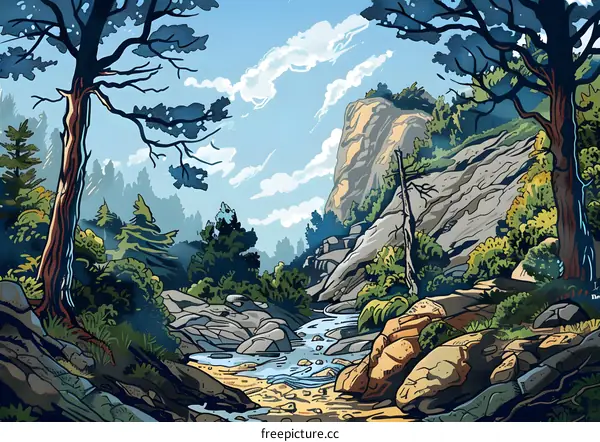 Beautiful Landscape with Mountain Stream