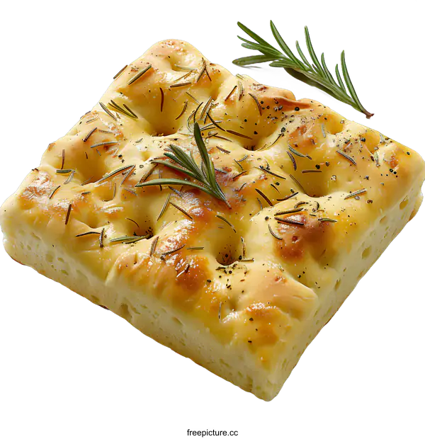 [Transparent Background PNG]Freshly Baked Rosemary Focaccia Bread