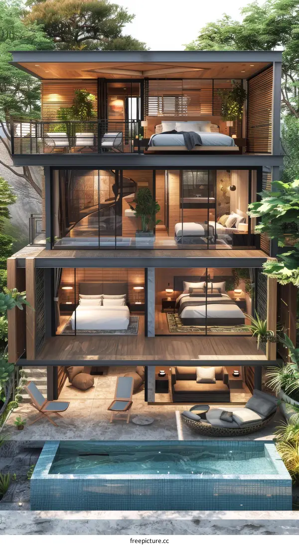 Modern House Blending with Nature