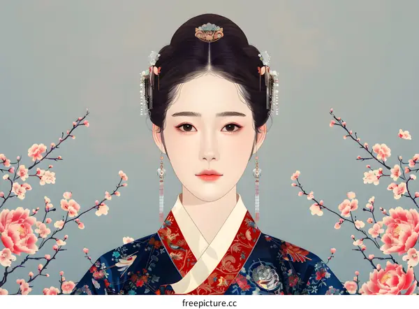 Portrait of a young woman in traditional Chinese clothing