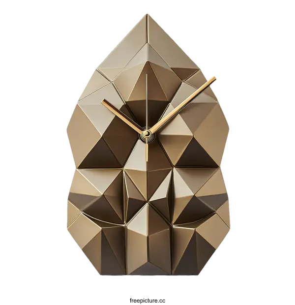 [Transparent Background PNG]Modern Geometric Bronze Wall Clock Design