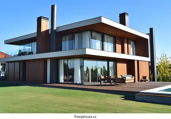 Modern Luxury Home with Swimming Pool and Large Windows