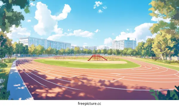 Beautiful School Running Track Illustration
