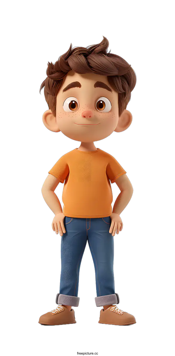 [Transparent Background PNG]Cute Cartoon Boy Character 3D Rendering