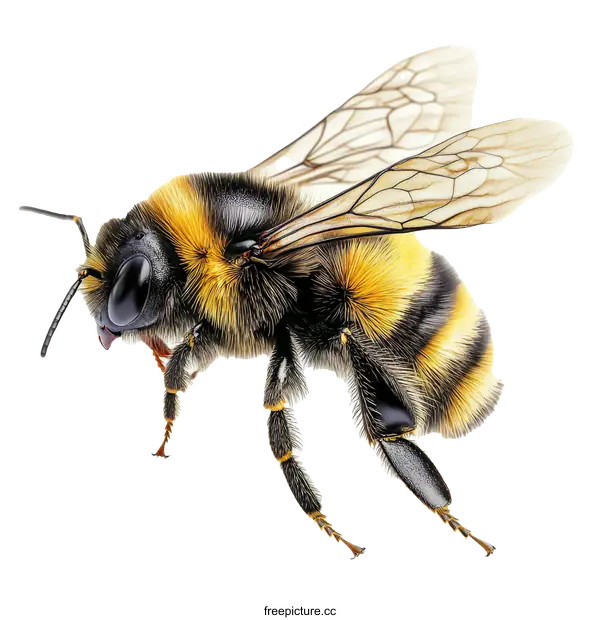[Transparent Background PNG]Close-up Detail of a Honey Bee in Flight