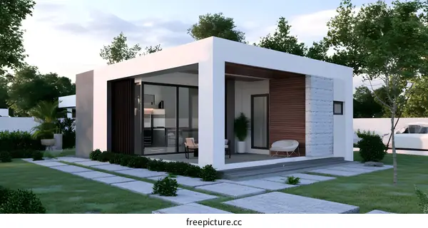 Modern Minimalist House with Patio and Garden Design