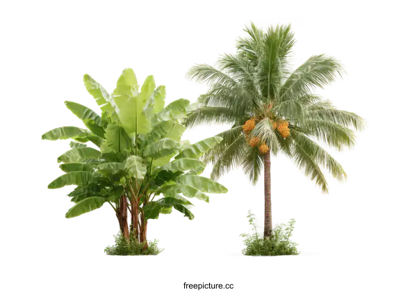 [Transparent Background PNG]Tropical Plants Isolated on White Background