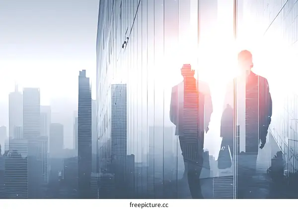 Business People Walking in Modern City Skyline