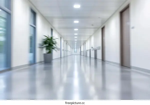 Empty Hospital Corridor  Modern Architecture Design