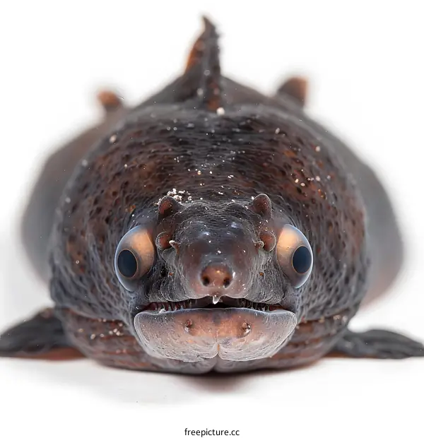 A fangtooth moray with a mouthful of sand