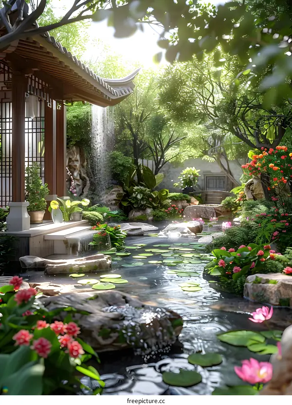Chinese style garden landscape design renderings