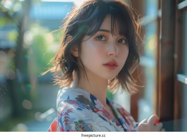 Asian Woman in Traditional Japanese Dress