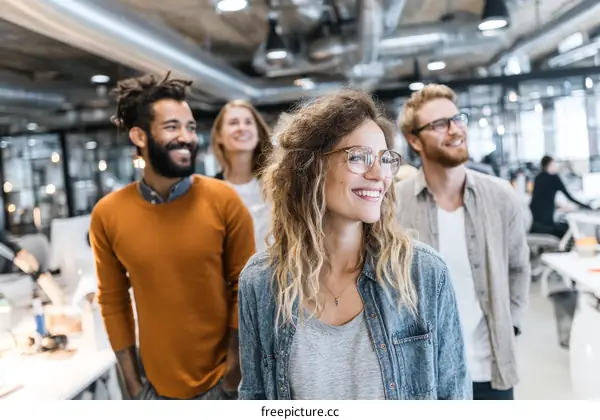 Happy Business Colleagues in Modern Office