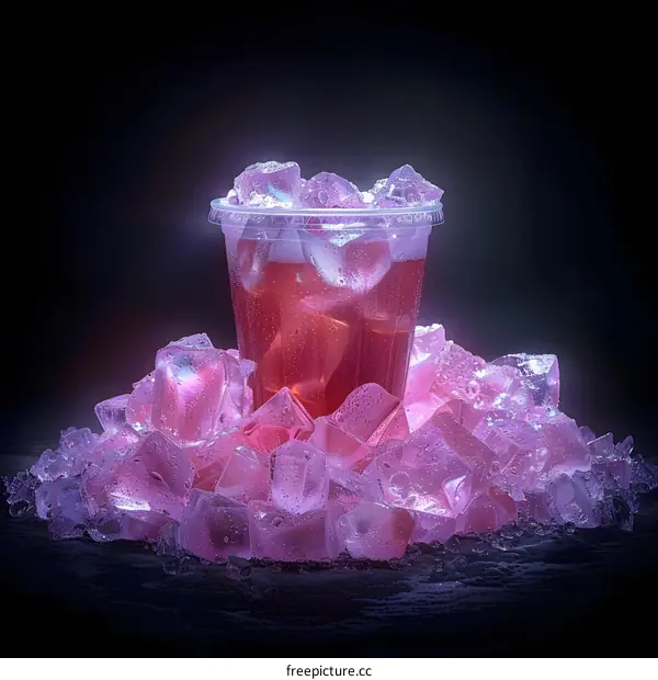 Pink Ice and Glass of Cold Drink