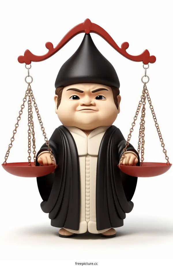 3D illustration of a judge with scales