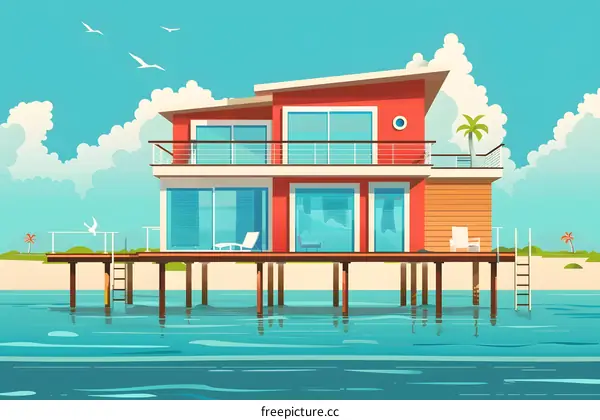 Modern House On Stilts By The Sea