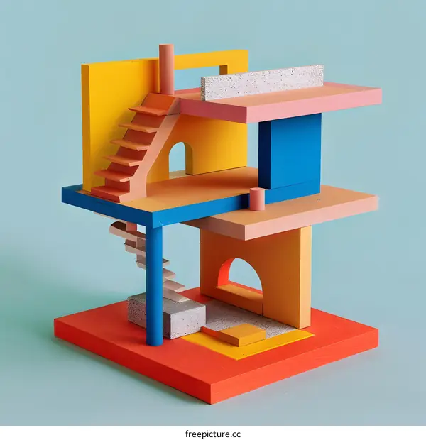 Abstract Modern Architecture with Colorful Geometric Shapes