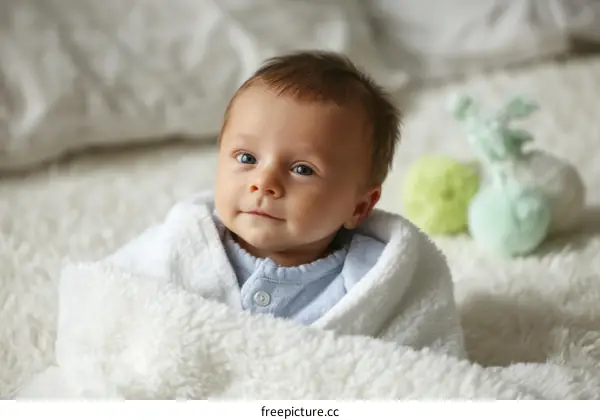 Adorable Baby Wrapped in a Cozy Blanket